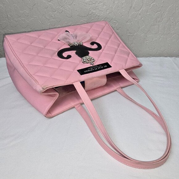 My Flat in London Brighton Ballerina Monkey Rhinestone Crown Pink Quilted Bag - Picture 16 of 16